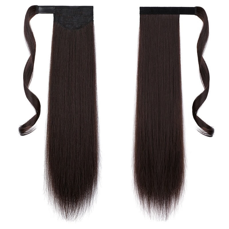 ponytail-hair-piece-extensions-clip-in-curly-fake-pony-tail 4A Straight (Darkest Brown)
