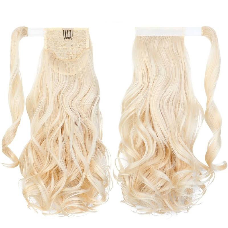 ponytail-hair-piece-extensions-clip-in-curly-fake-pony-tail 613C Curly (Beige Blonde)