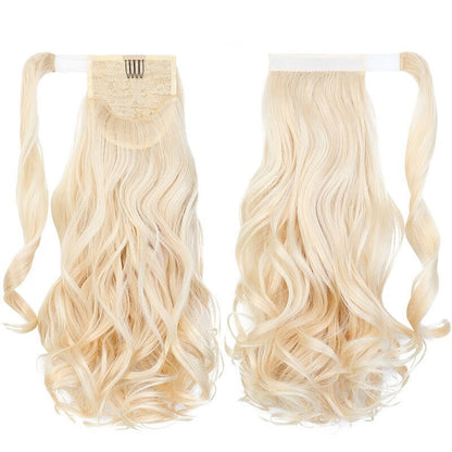 ponytail-hair-piece-extensions-clip-in-curly-fake-pony-tail 613C Curly (Beige Blonde)
