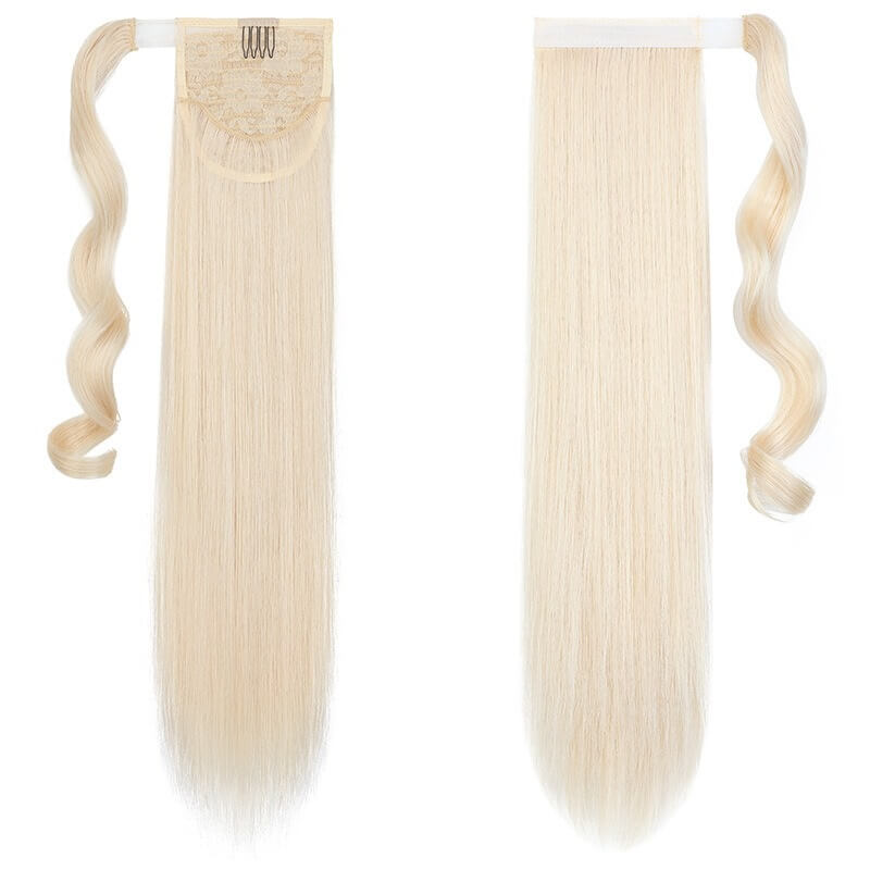 ponytail-hair-piece-extensions-clip-in-curly-fake-pony-tail 613C Straight (Beige Blonde)