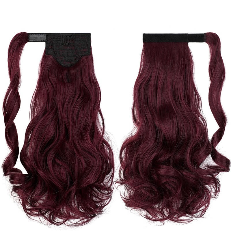 ponytail-hair-piece-extensions-clip-in-curly-fake-pony-tail 99J-118 Curly (Wine Red)
