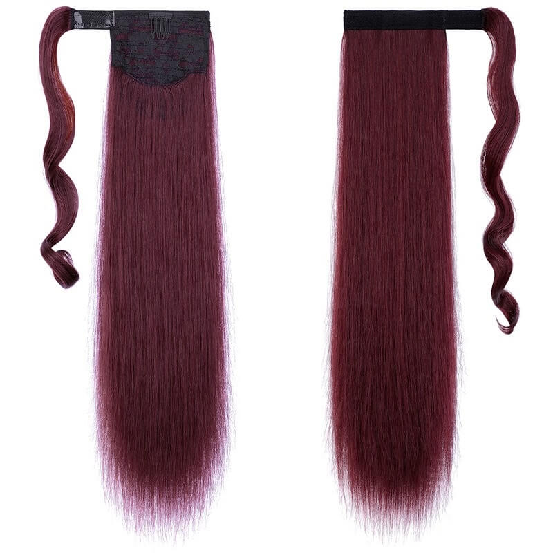 ponytail-hair-piece-extensions-clip-in-curly-fake-pony-tail 99J-118 Straight (Wine Red)