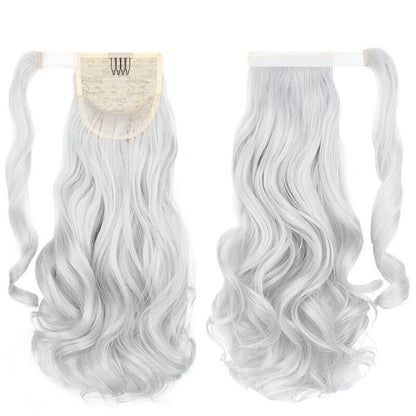 ponytail-hair-piece-extensions-clip-in-curly-fake-pony-tail Silver Gray Curly (Silver Gray)