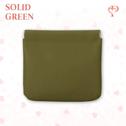 Pouchic – Snap Closure Leather Organizer Pouch Square / Green