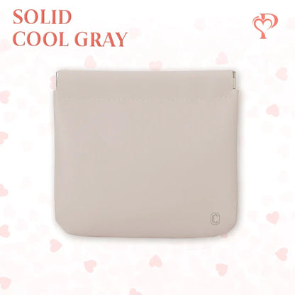 Pouchic – Snap Closure Leather Organizer Pouch Square / Cool Gray