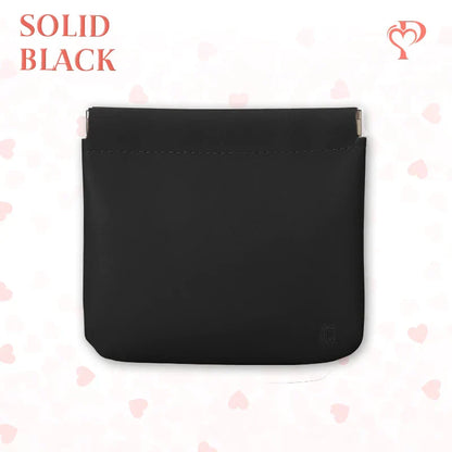 Pouchic – Snap Closure Leather Organizer Pouch Square / Black