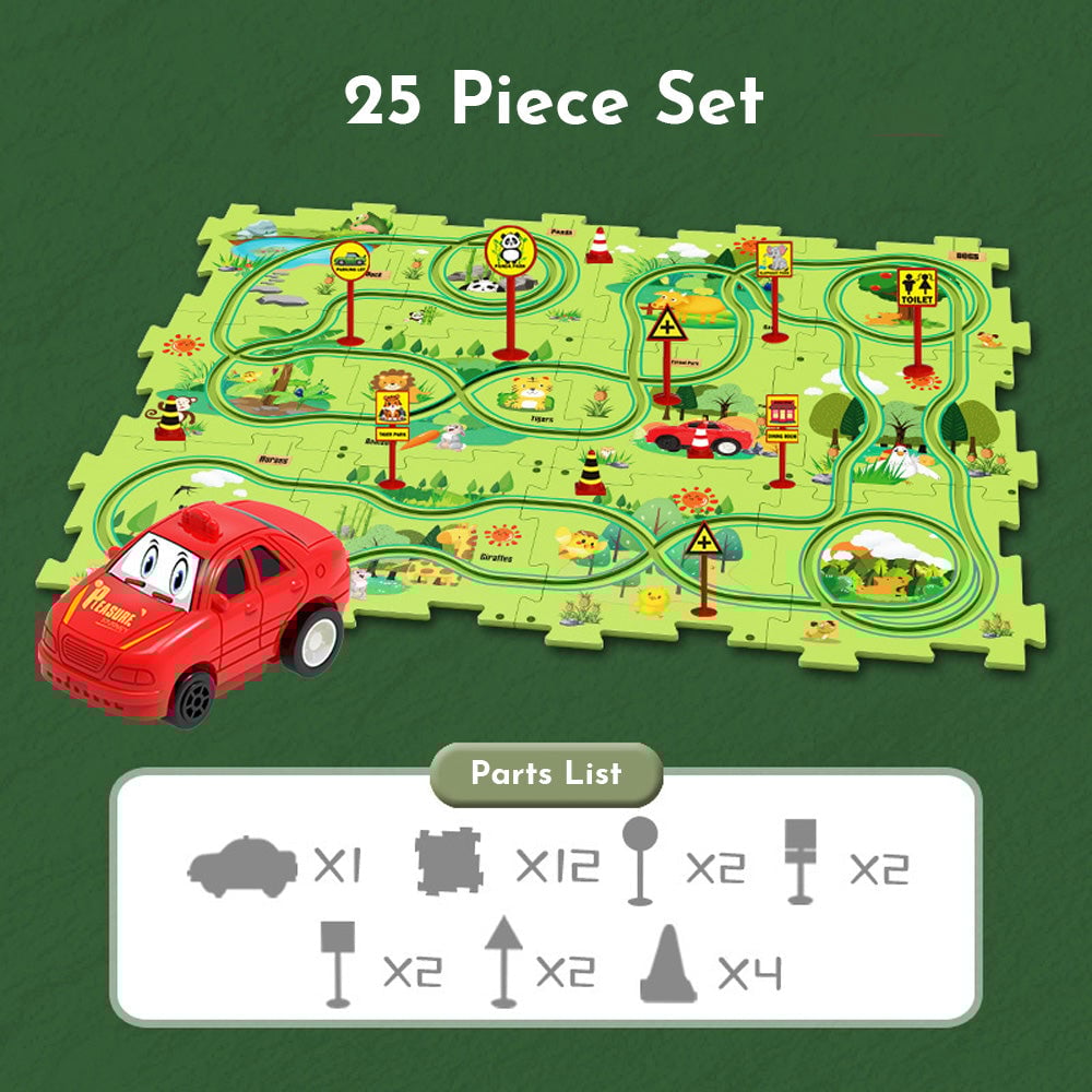 Puzzleracer Kids Car Track Set Forest / 25 Piece