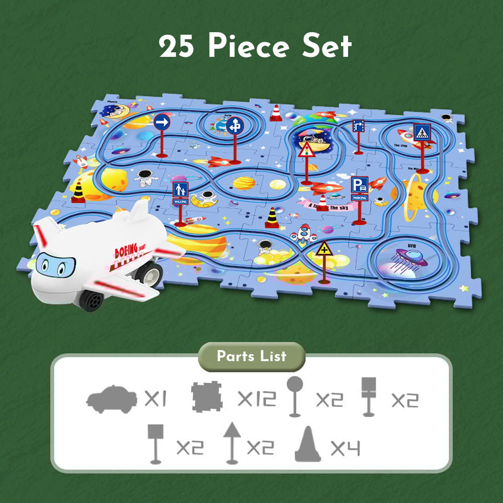 Puzzleracer Kids Car Track Set Space / 25 Piece
