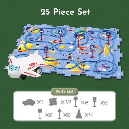 Puzzleracer Kids Car Track Set Space / 25 Piece