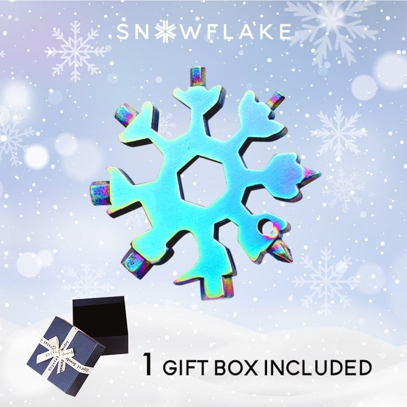 Jollysnow – Snowflake Multitool 18-In-1 Stainless Steel Portable For Outdoor Adventure Rainbow