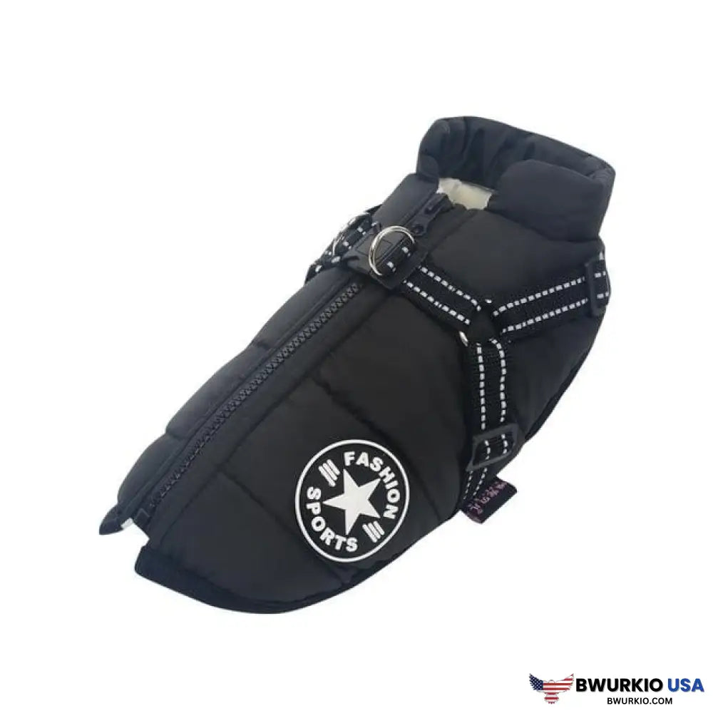 Waterproof Winter Dog Jacket With Built-In Harness