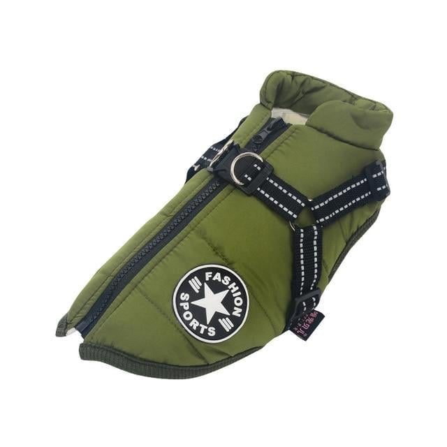 Waterproof Winter Dog Jacket With Built-In Harness